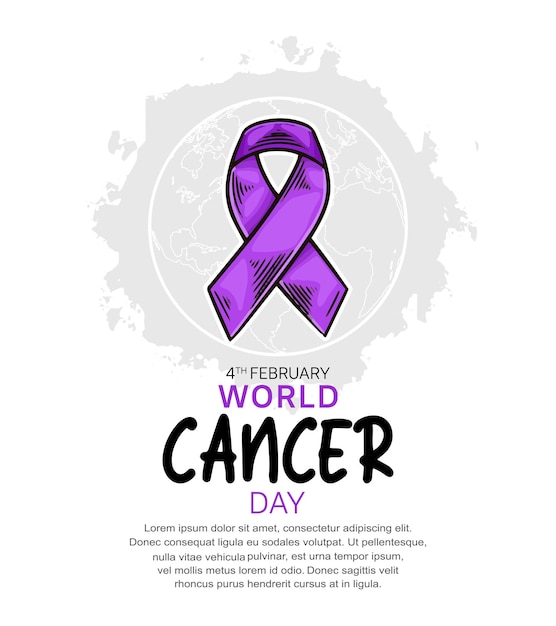 Światowy Dzień Raka Vector Design Z Fioletową Wstążką Ilustracją Dla Kampanii I Plakatu