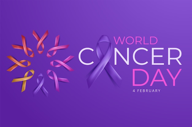 Światowy Dzień Raka Z Fioletową Wstążką Ozdobną
