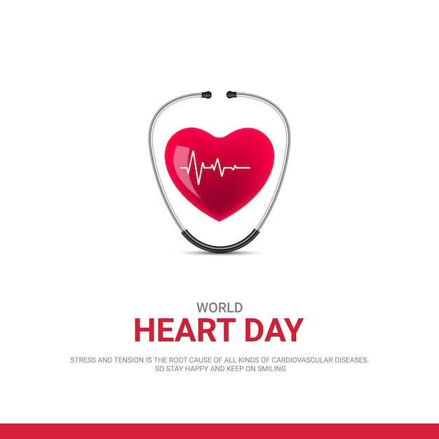 Plik wektorowy Światowy dzień serca kawałek serca odrobina stetoskop wektor swobodny