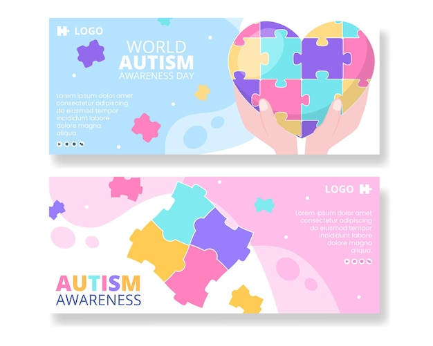 Światowy Dzień świadomości Autyzmu Szablon Transparentu Płaska Ilustracja Edytowalne Kwadratowe Tło Nadaje Się Do Mediów Społecznościowych Lub Kartek Z życzeniami