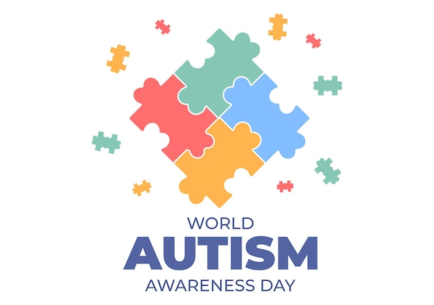 Światowy Dzień świadomości Autyzmu Z Ręką Puzzli Nadających Się Na Kartkę Z życzeniami, Plakat Lub Baner W Ilustracjach O Płaskiej Konstrukcji