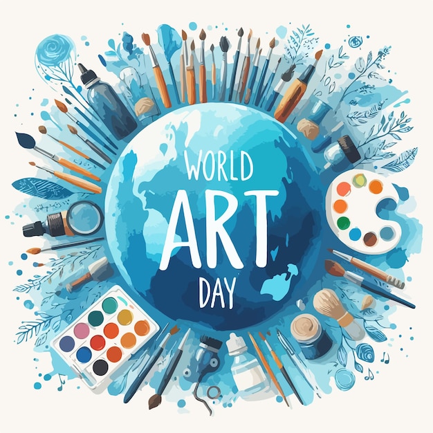 Światowy Dzień Sztuki Ilustracja Wektorowa Plakat Baner Szablon Koncepcja