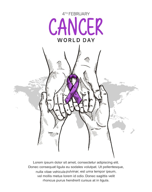 Światowy Dzień Walki Z Rakiem Projekt Wektora Z Ręką Trzymającą Rękę