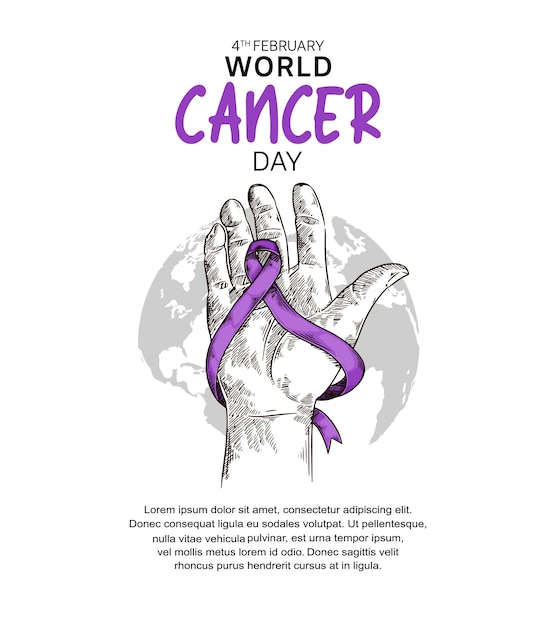 Światowy Dzień Walki Z Rakiem Vector Design Z Ręką Trzymającą Wstążkę Do Kampanii I Plakatu
