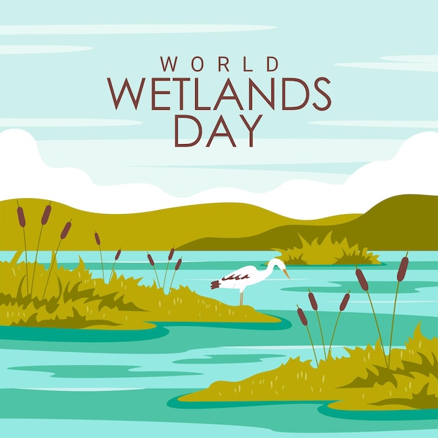 Plik wektorowy Światowy dzień wetlands poster szablon vector stock