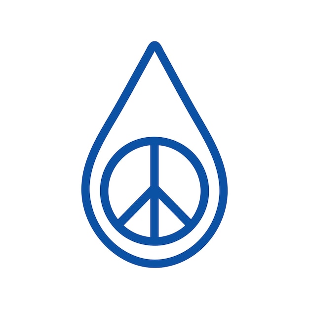 Plik wektorowy Światowy dzień wody 2024 woda dla pokoju kropla wody z znakiem pokoju ikoną wektora niebieskiej linii
