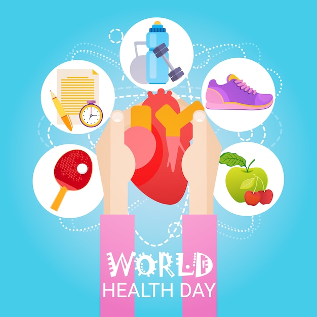 Światowy Dzień Zdrowia Serca Globalny Wakacyjny Sztandar Z Kopii Przestrzenią
