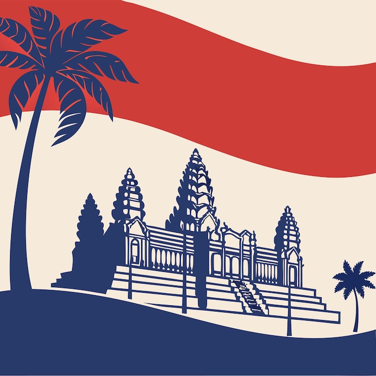 Wektor świątynia angkor wat w kambodży - zabytek architektoniczny