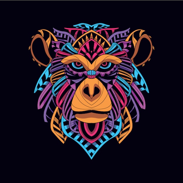 świecą w ciemnej dekoracyjnej małpie z neonowego koloru