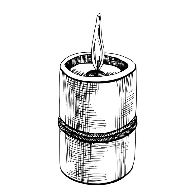 Plik wektorowy Świeca z płomieniem związana z liną handdrawn grafika ilustracja eps wektor izolowany obiekt