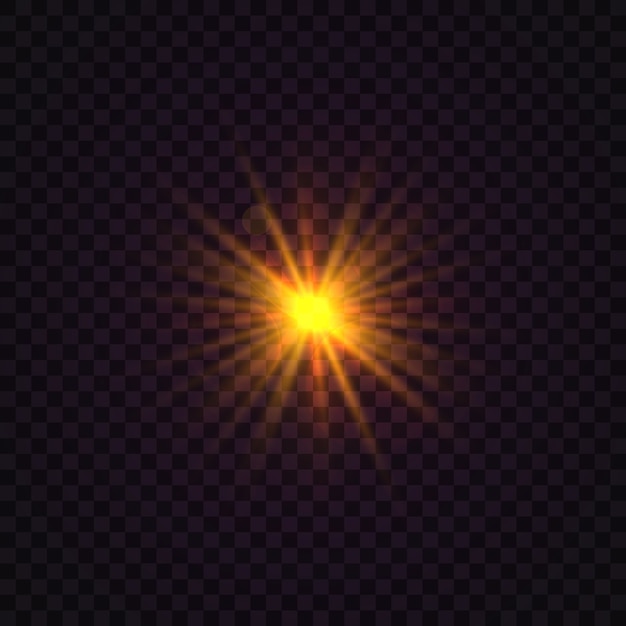 Świecąca Gwiazda, Drobinki Słońca I Iskry Z Efektem Rozświetlenia
