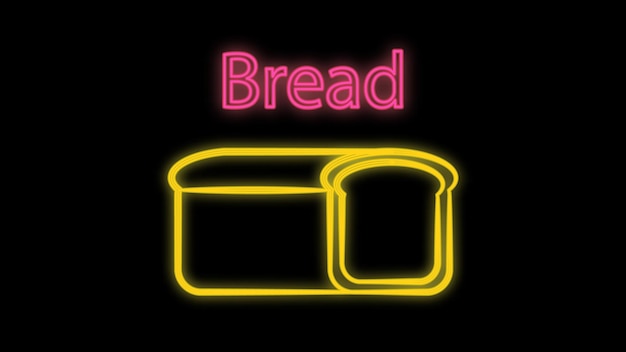 Świecąca neonowa linia Ikona bochenka chleba odizolowana na czarnym tle Kolorowy zarys koncepcji Wektor