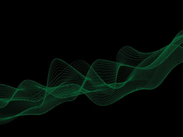 Plik wektorowy Świecąca zielona fala z czarnym tłem błyszczące ruchomych linii element projektu