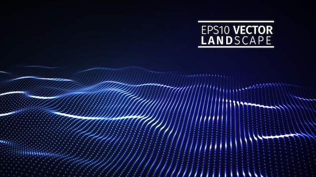 Świecące abstrakcyjne cyfrowe cząstki fal Futurystyczna ilustracja wektorowa Element HUD Koncepcja technologii Abstrakcyjne tło
