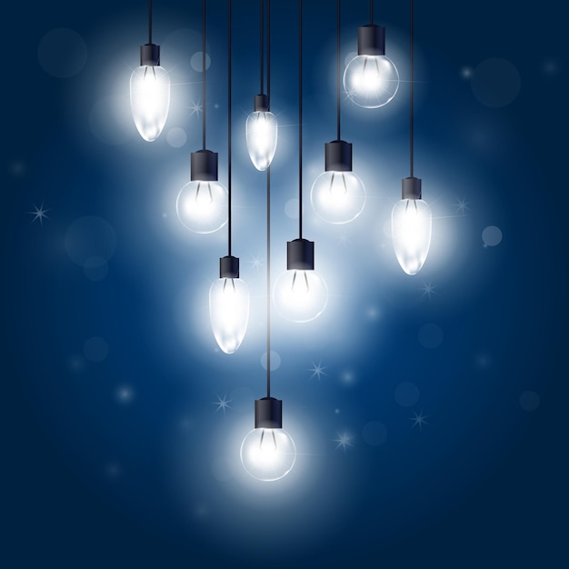Świecące żarówki wiszące na sznurkach - lampy