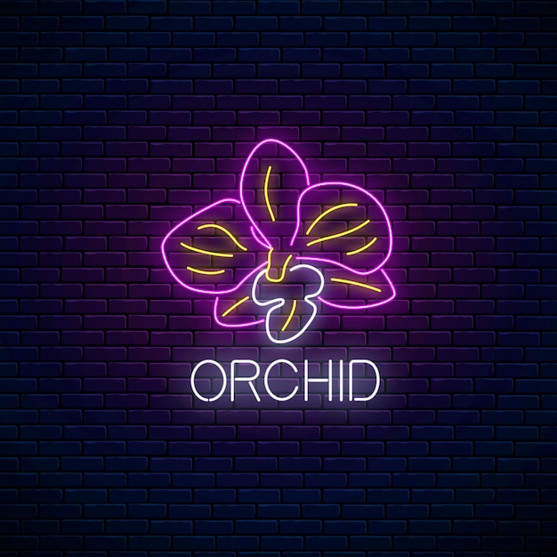 Plik wektorowy Świecący neonowy znak kwiatu orchidei kwiatowy symbol z orchideą w stylu neonowym ilustracja wektorowa