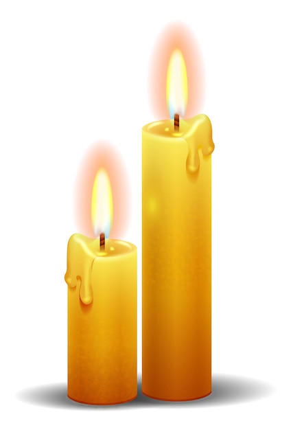 Plik wektorowy Świece woskowe z realistycznym płomieniem ognia dekoracyjne oświetlenie imprezowe