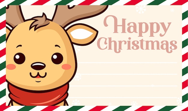 Święta Bożego Narodzenia I Nowy Rok Słodki Renifer Holiday Vector Card