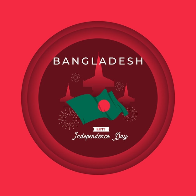 Święto Narodowe Bangladeszu Bangladesz Macha Flagą Szablon Projektu Transparentu