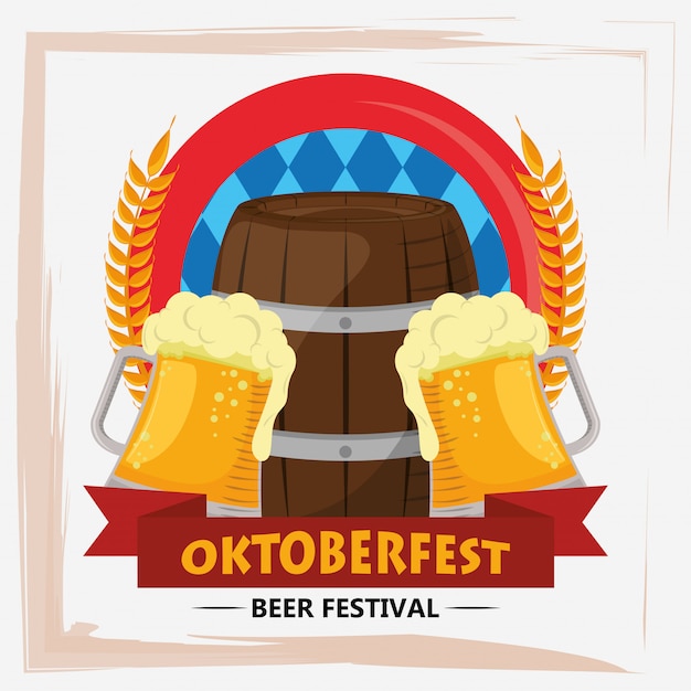 Święto Oktoberfest Z Słojami I Beczkami Piwa