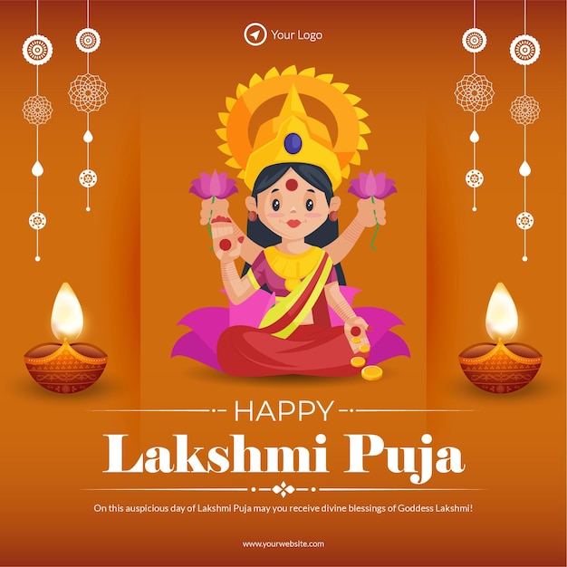 Świętowanie Indyjskiego Festiwalu Szczęśliwy Szablon Projektu Transparentu Lakshmi Puja
