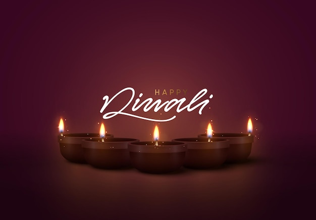 Świętuj święto świateł Diwali. Tło Wakacje Hinduskie Diwali Lub Deepavali.