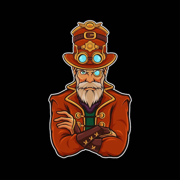 Święty Mikołaj Halfbody Ilustracja Koncepcja Steampunk