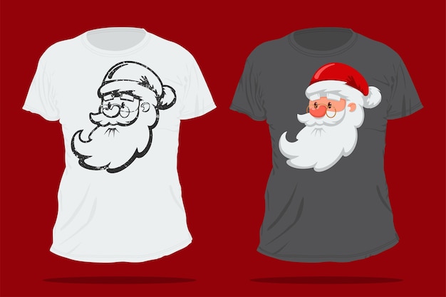 Plik wektorowy Święty mikołaj kreskówka głowa. szablon świątecznej koszulki.