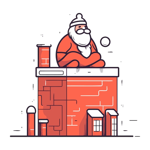 Święty Mikołaj Siedzi Na Dachu Budynku Ilustracja Wektorowa