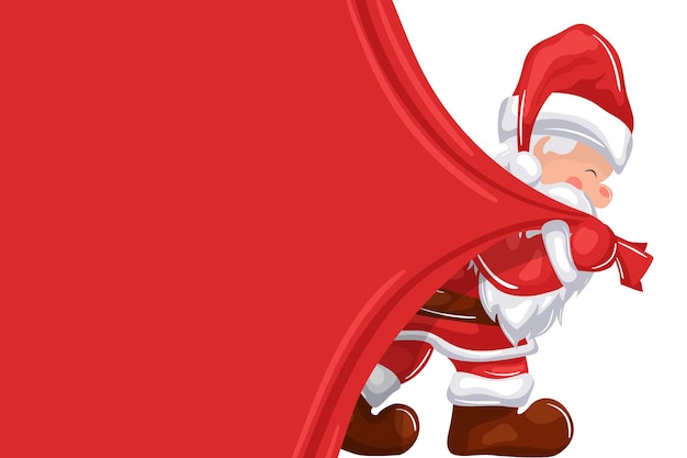 Święty Mikołaj Trzyma Czerwoną świąteczną Zasłonę Na Przezroczystym Tle