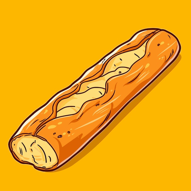 Świeża francuska bagietka Długi bochenek chleba Piekarnia na śniadanie Ilustracja wektorowa