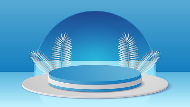 Świeża niebieska realistyczna ilustracja tła podium