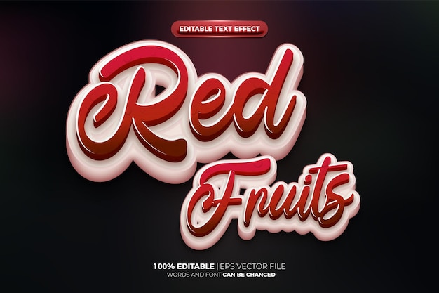 Świeże Czerwone Owoce Jedzenie Natura 3d Logo Makiety Szablon Edytowalny Tekst Efekt Stylu