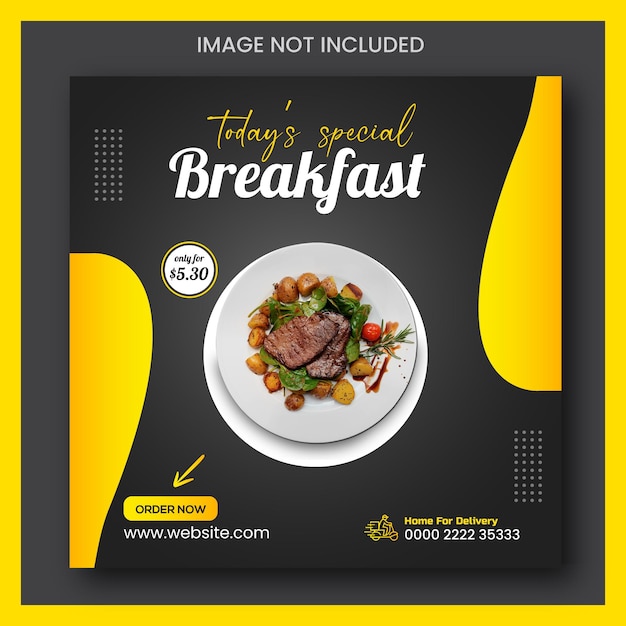 Plik wektorowy Świeże i zdrowe menu śniadaniowe zdrowa żywność warzywna projekt postów w mediach społecznościowych