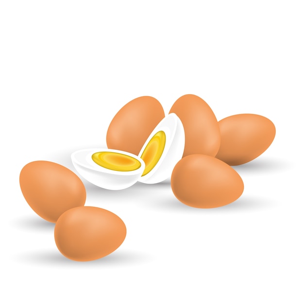 Świeże Jajka Z Kurczaka I Jajko Na Twardo