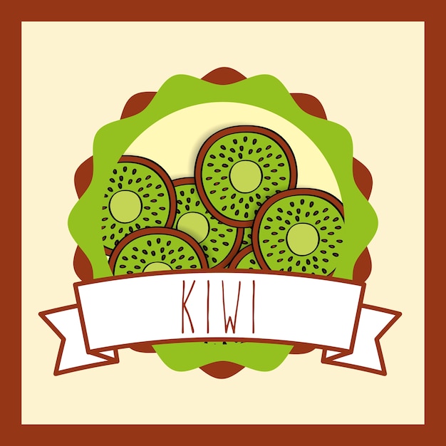 Świeże Kiwi Naturalny Owoc Organiczny Emblemat Projekt Obrazu