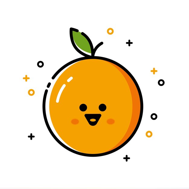 Plik wektorowy Świeże kolorowe logo pomarańczowego owocu ilustracja sztuki kreskówki izolowana z uśmiechem na nim