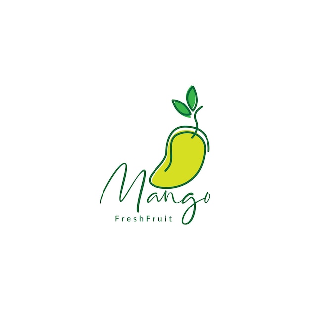 Świeże Owoce Linia Zielony Mango Logo Symbol Ikona Wektor Projekt Graficzny Ilustracja Pomysł Kreatywny