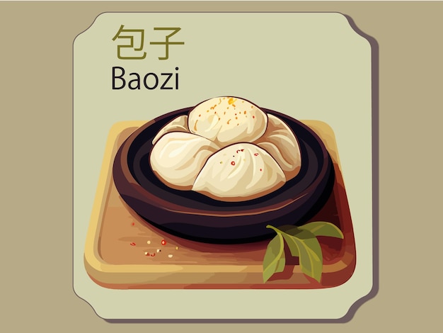 Świeży baozi kreskówka wektor azjatyckie jedzenie