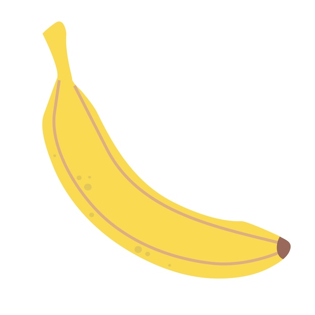 Świeży dojrzały banan w skórce Słodka tropikalna ikona jedzenia Naturalny egzotyczny banan w żółtej skórce w stylu doodle Surowa witamina Kolorowa ilustracja wektorowa izolowana na białym tle