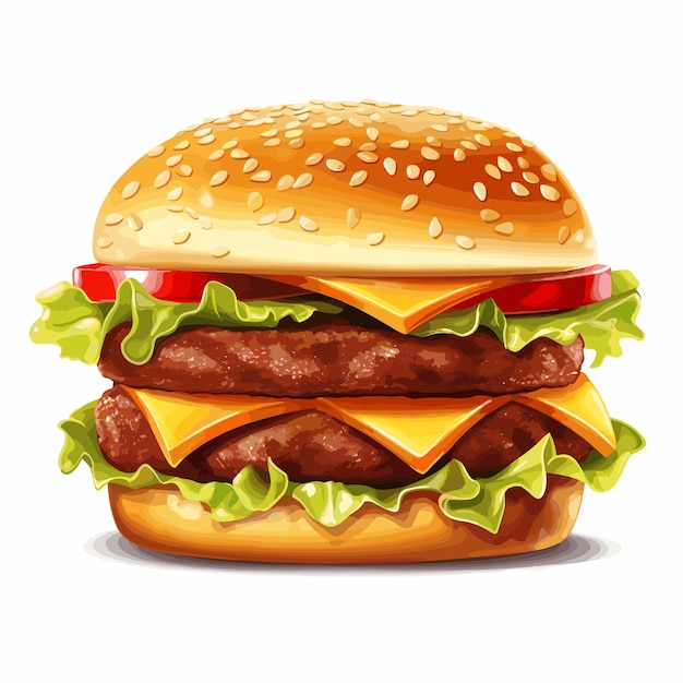 Plik wektorowy Świeży hamburger fast food z wołowiną i serem menu fast food ilustracja