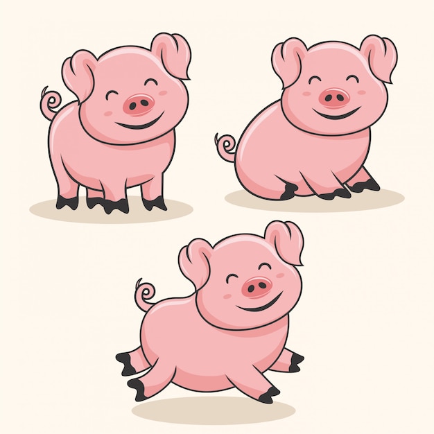 Świnia Cartoon Cute Baby Swine Hog