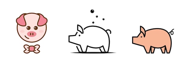 Świnia Logo Maskotka I Ikona Lub Szablon Kreskówek Dobre Dla Hodowli świń