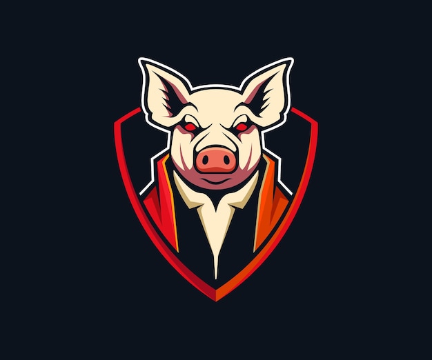 Plik wektorowy Świnia maskotka e-sport logo szablon projektu wektor