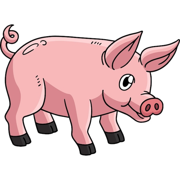 Świnia Zwierząt Kreskówka Kolorowa Ilustracja Clipart