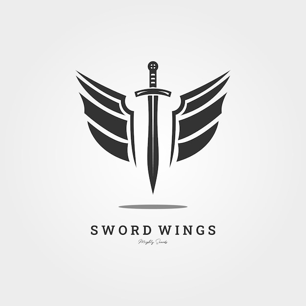 Swords Wings logo wektorowe vintage ilustracja projekt koncepcyjny