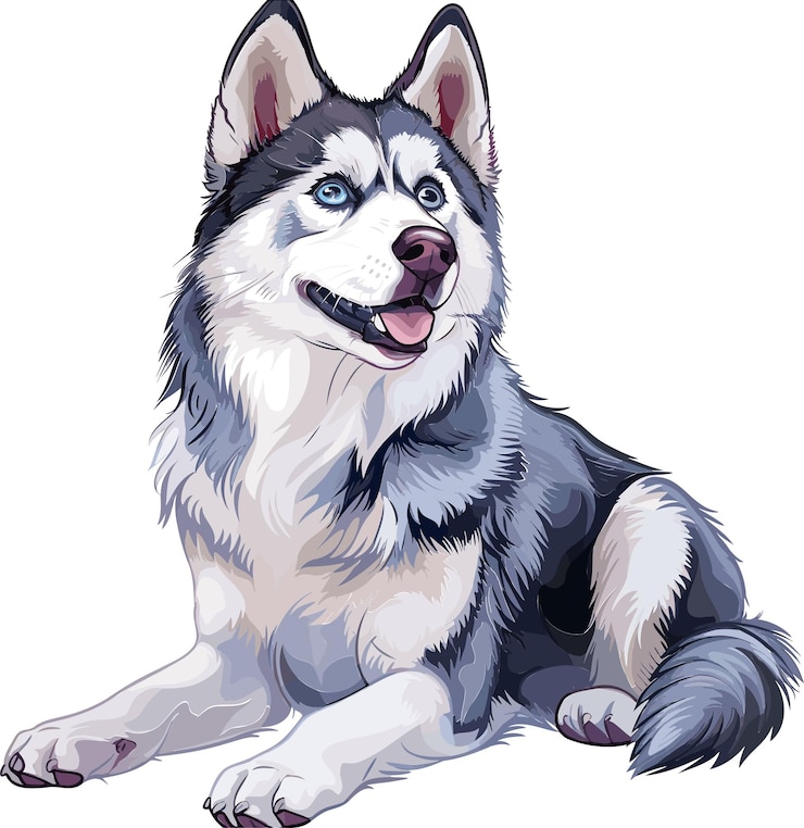 Wektor syberyjski husky pies urocza ilustracja wektorowa