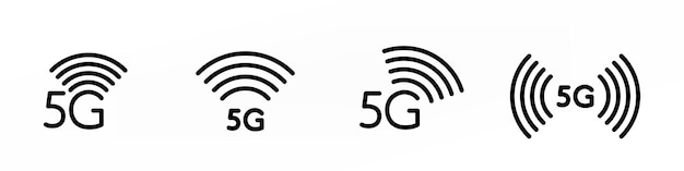 Sygnał 5g Prosty Zestaw Ikon Ilustracji