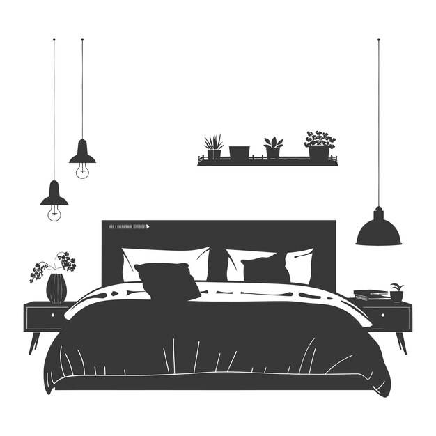 Plik wektorowy sylueta sypialni w domu sprzęt tylko czarny kolor