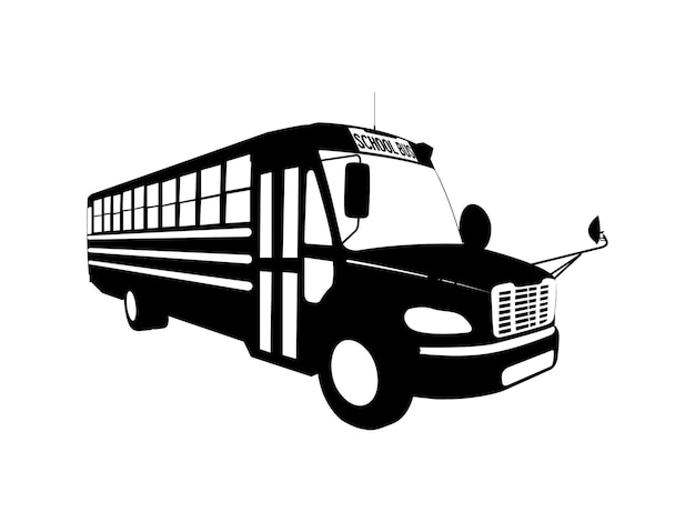 Sylwetka autobusu szkolnego w trzech czwartych